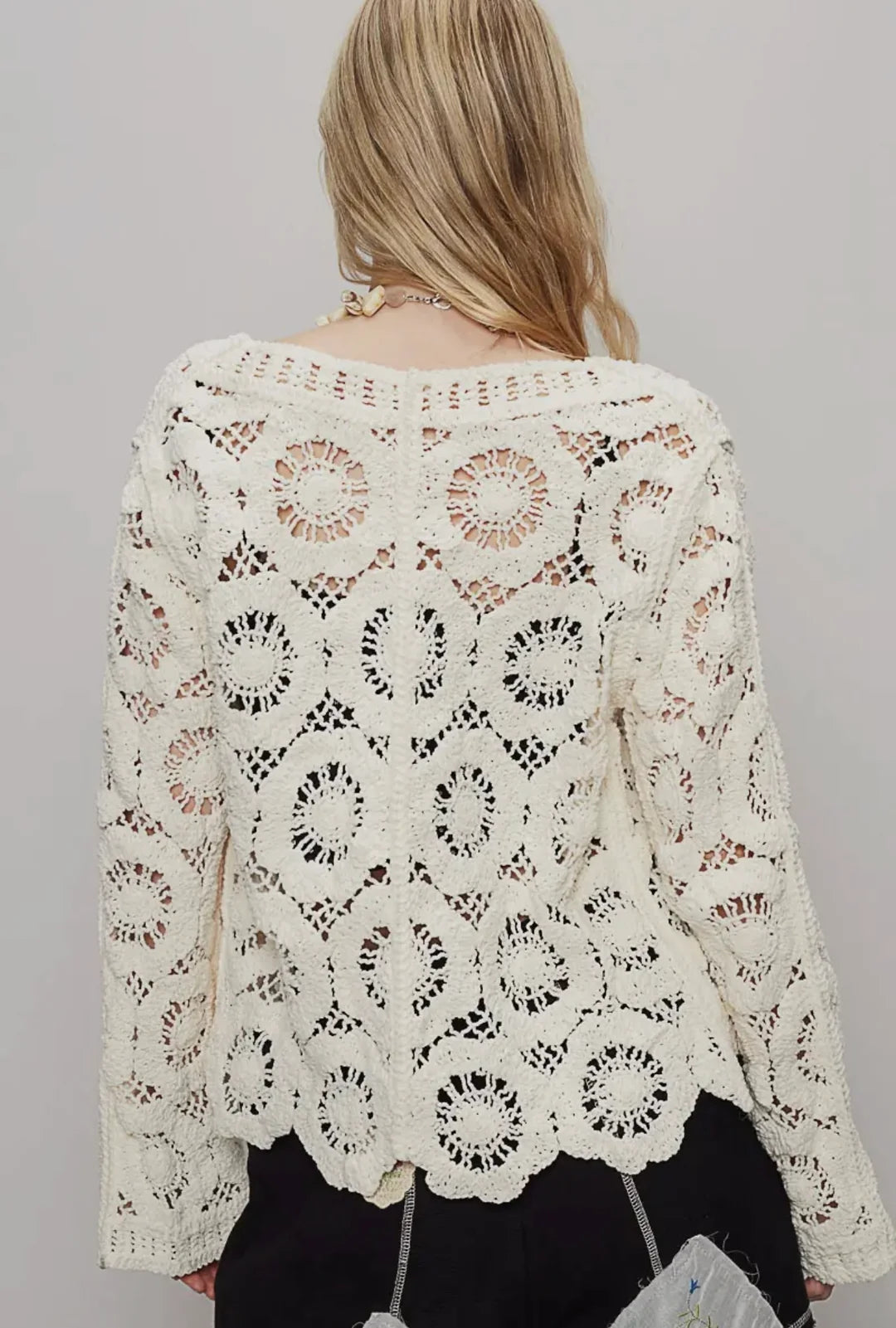 Crocheted Sweater By POL (Cream)