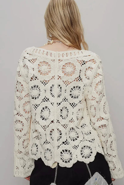 Crocheted Sweater By POL (Cream)