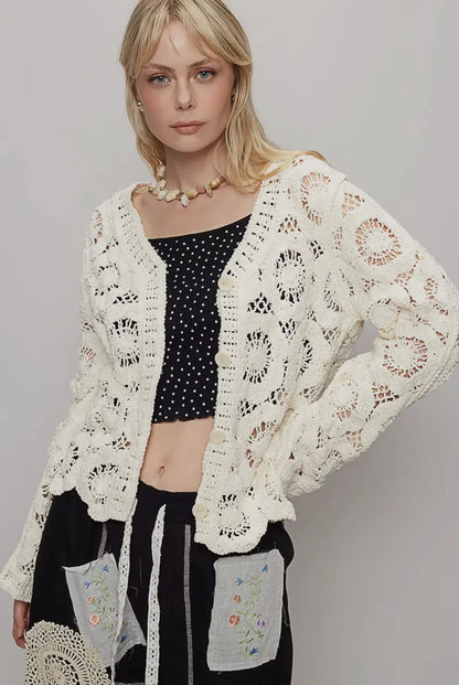 Crocheted Sweater By POL (Cream)