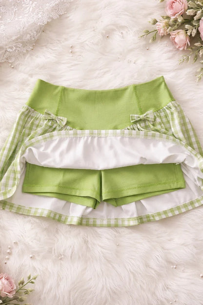 Everday Gingham Tennis Skort (Green)