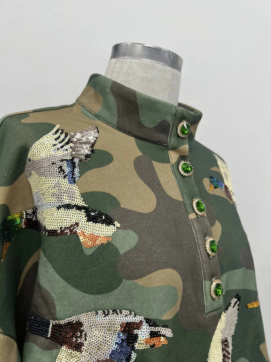 Camo Mallard Sequin Henley