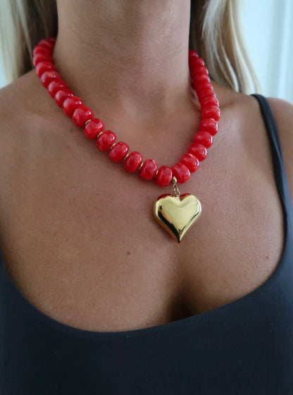 Happy Heart Necklace By Chansutt (Red)