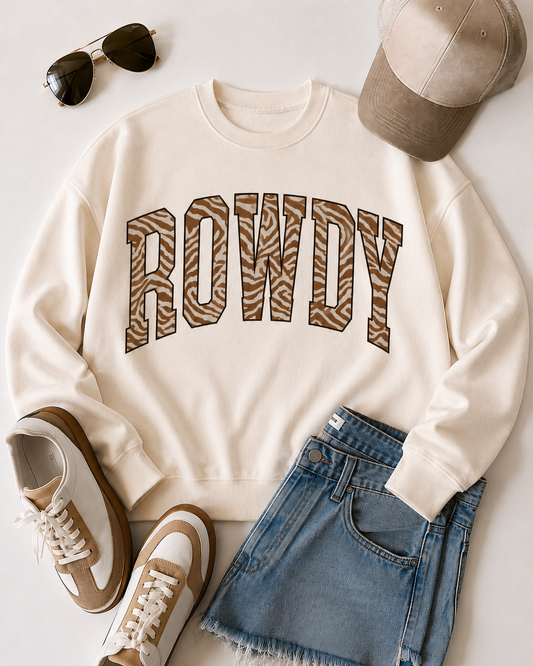 ROWDY. Zebra Pullover Sweatshirt (Cream) PREORDER ETA 9/15
