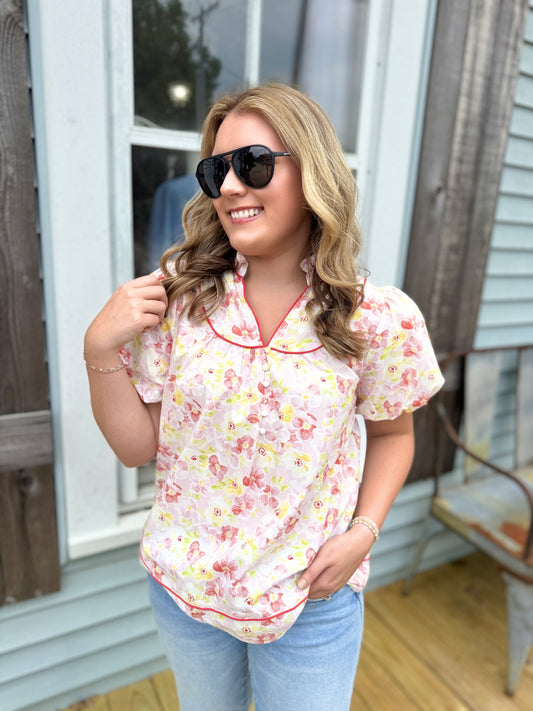 Tiny Blooms Puff Sleeve Blouse