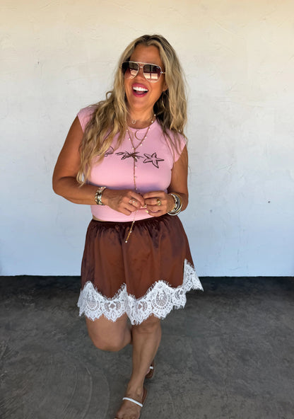 Pretty Little Lace Skirt (Brown)