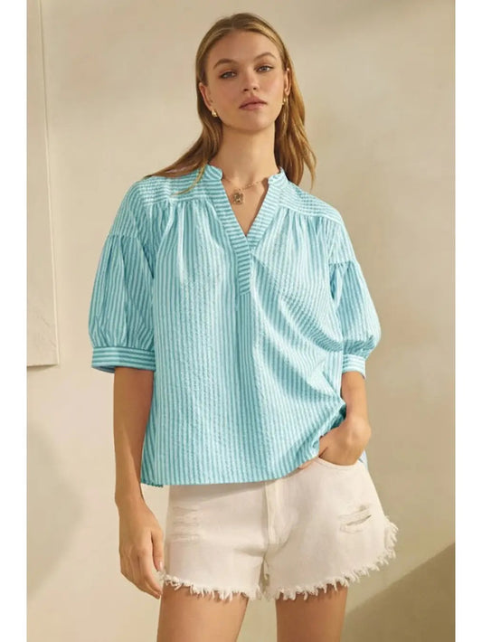 Stripe Is Right Blouse (Blue)