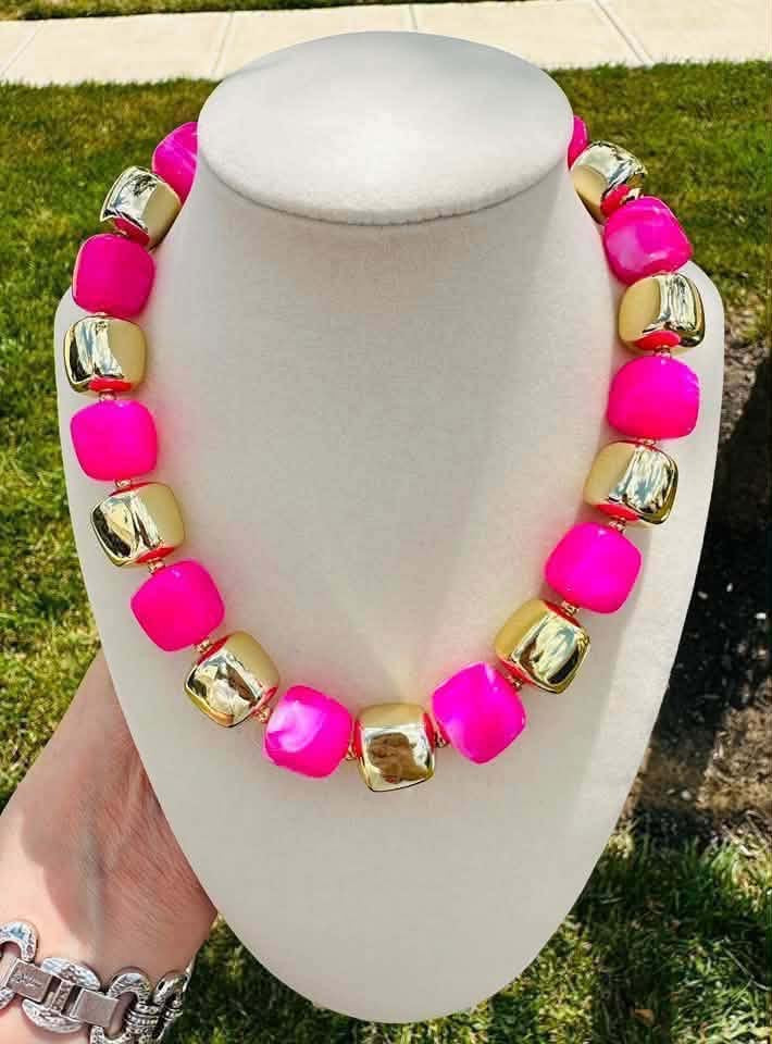 Pink Paradise Beaded Necklace