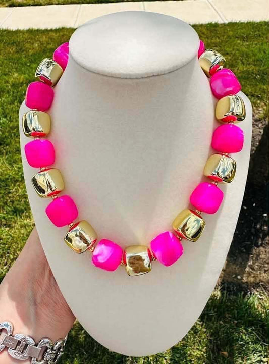 Pink Paradise Beaded Necklace