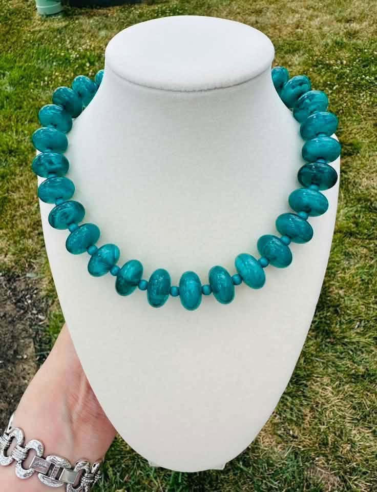 Laguna Dark Turquoise Beaded Necklace