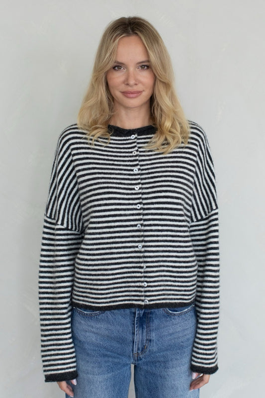 Piper Striped Cardigan (Black/White)