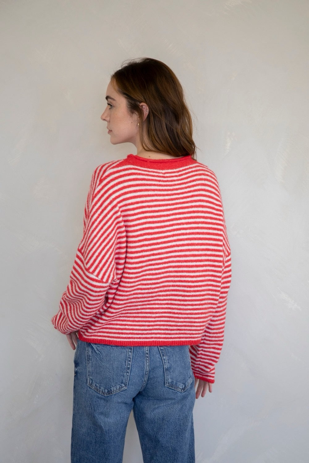 Piper Striped Cardigan (Red/White)