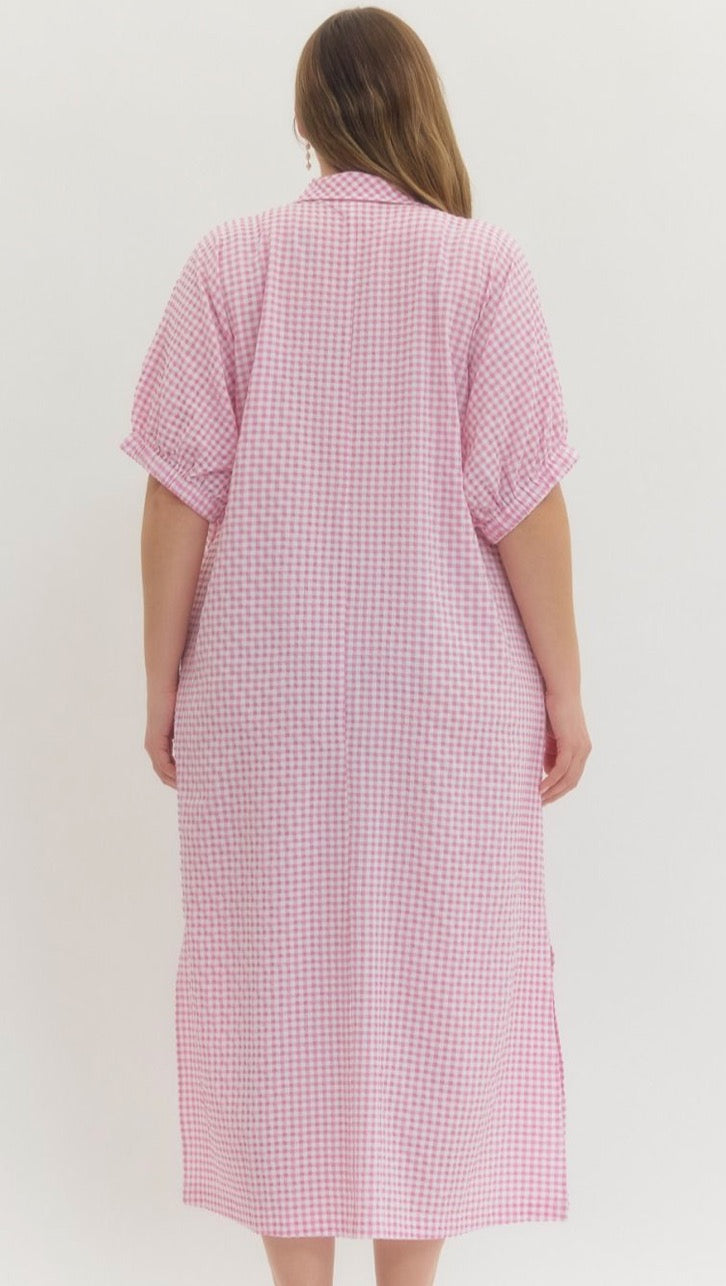 Pink Gingham Maxi Dress