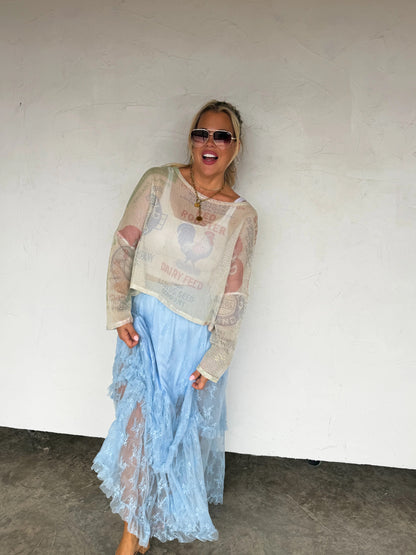 Blooming Maxi Skirt (Blue)