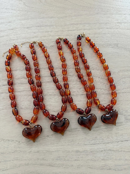 Hannah Heart Necklace (Maple)
