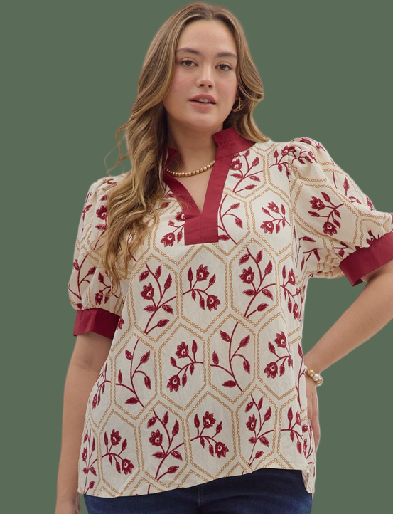 Floral Elegance Top (Garnet)