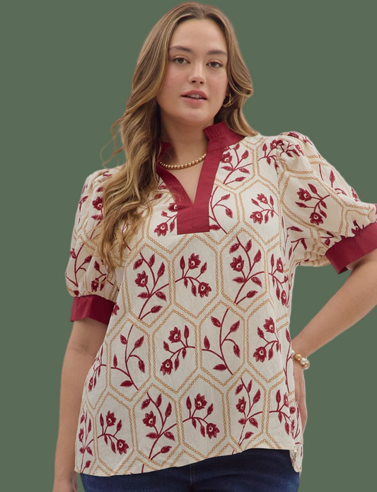 Floral Elegance Top (Garnet)