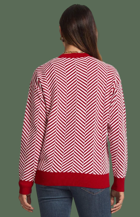 Vintage Vibes Striped Sweater (Red)