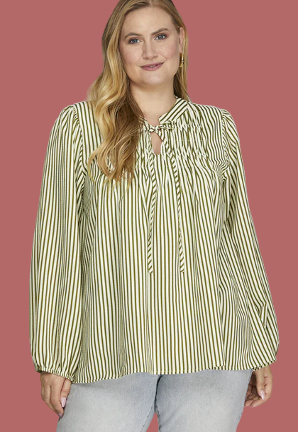 Leslie Striped Blouse (Green)