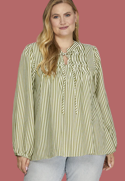 Leslie Striped Blouse (Green)