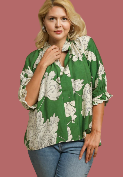 Verdant Floral Top (Green)