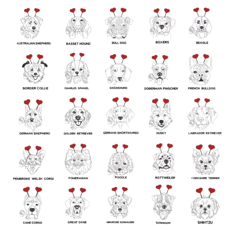 Valentine's Pup Embroidered Pullover: Custom 10-14 TAT