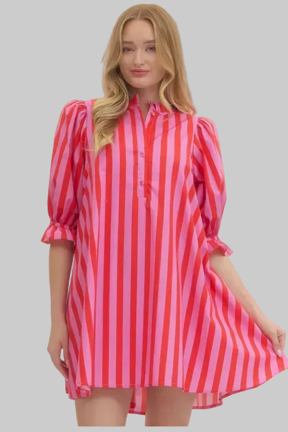 Kandie Stripe Dress (Pink)