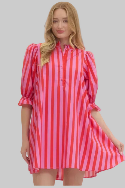 Kandie Stripe Dress (Pink)