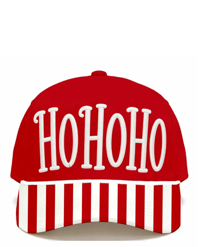 HO HO HO Striped Hat (Red)