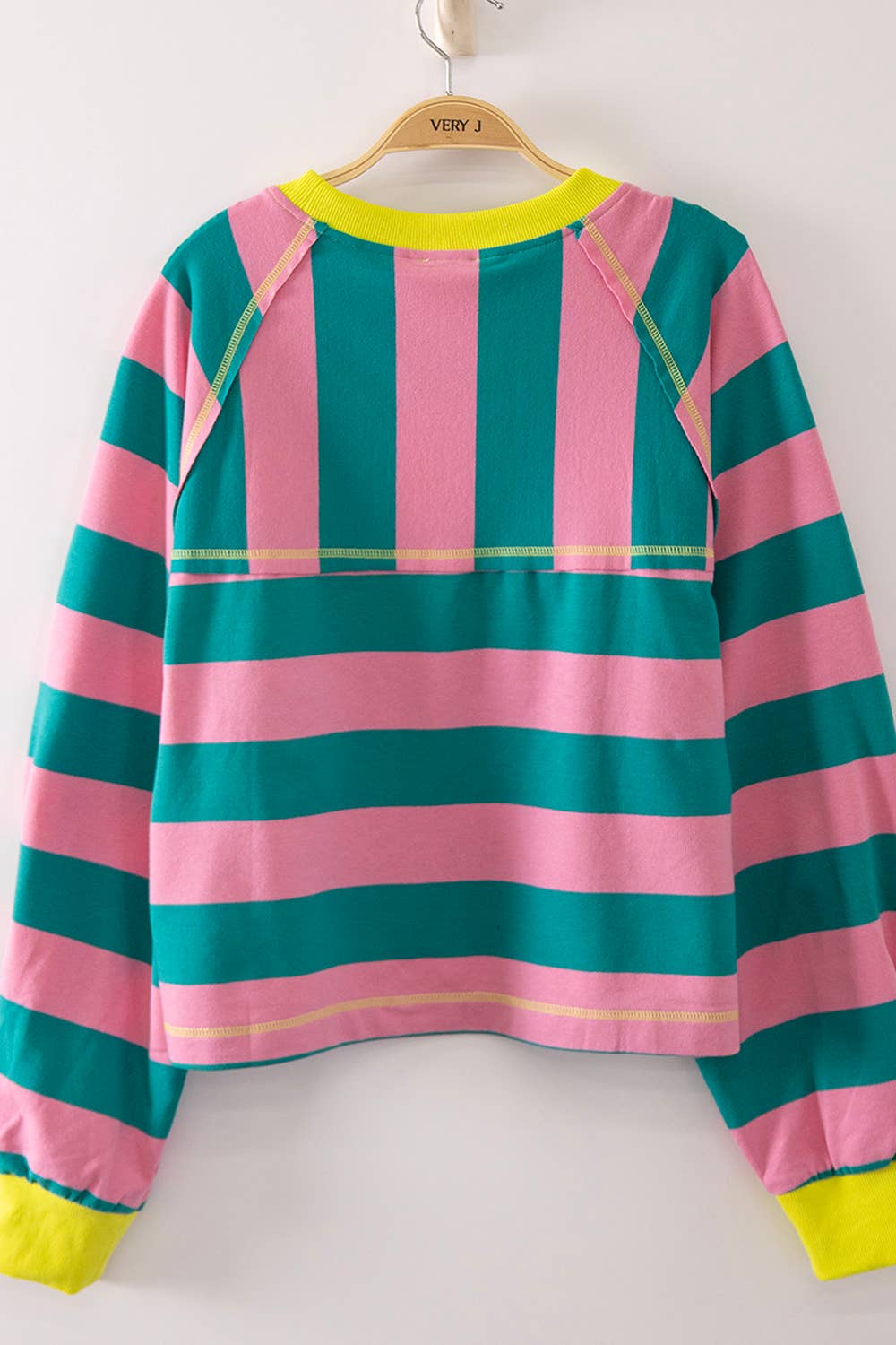 Keep It Casual Stripe Pullover (Teal/Pink)