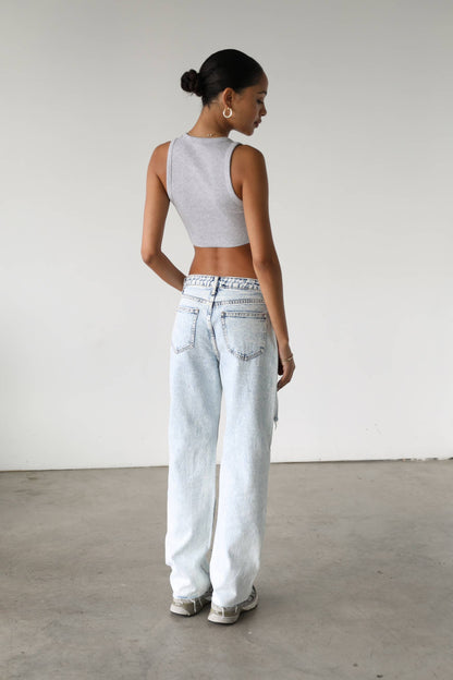 Flashback Straight Distressed Jeans ( Lightwash)