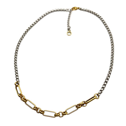 Two Tone Mixed Metal Paperclip Chain