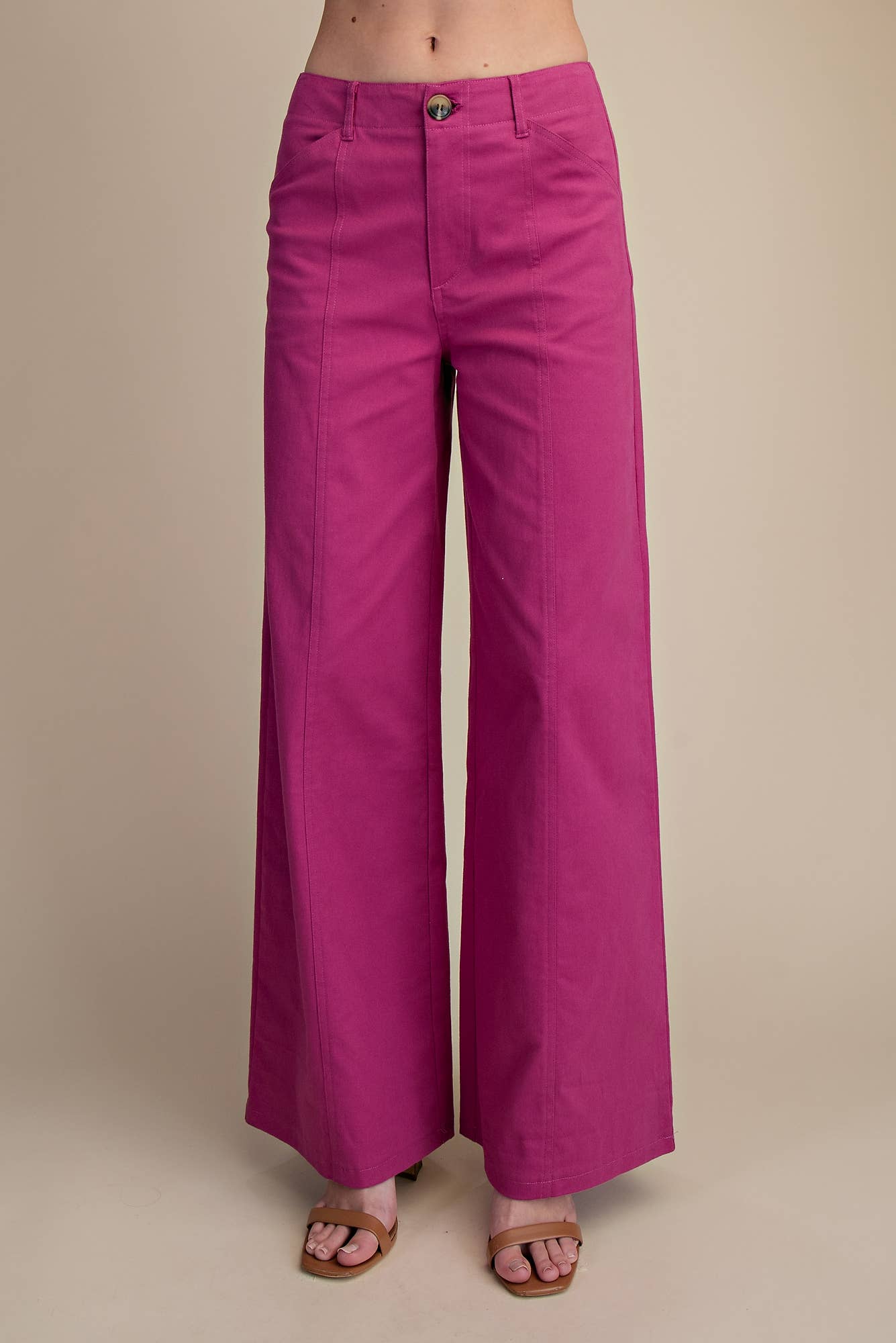 High Rise Wide Leg Pants (Magenta)