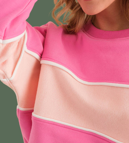 Cozy Color Block Pullover (Pink)