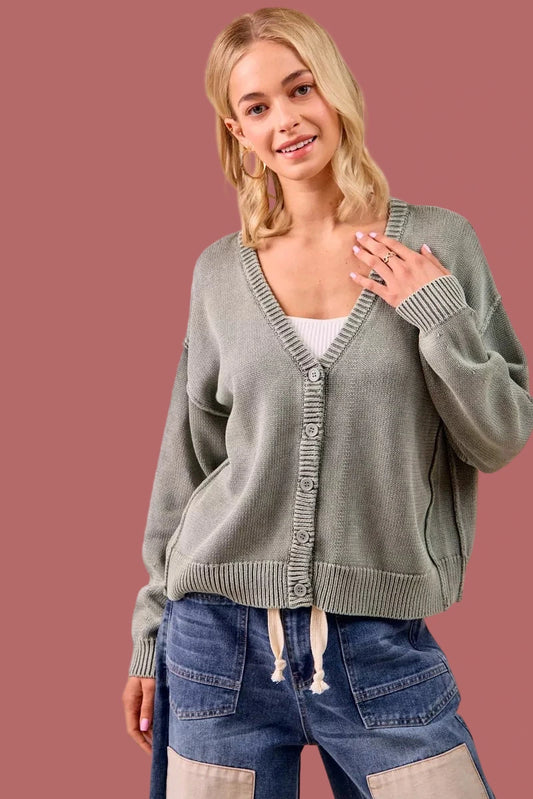 Briley Vintage Cardigan (Washed Olive)