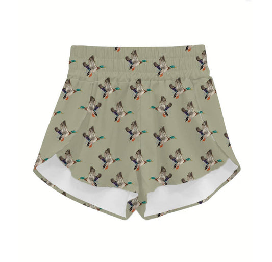 Athletic Duck Print Shorts (Green)