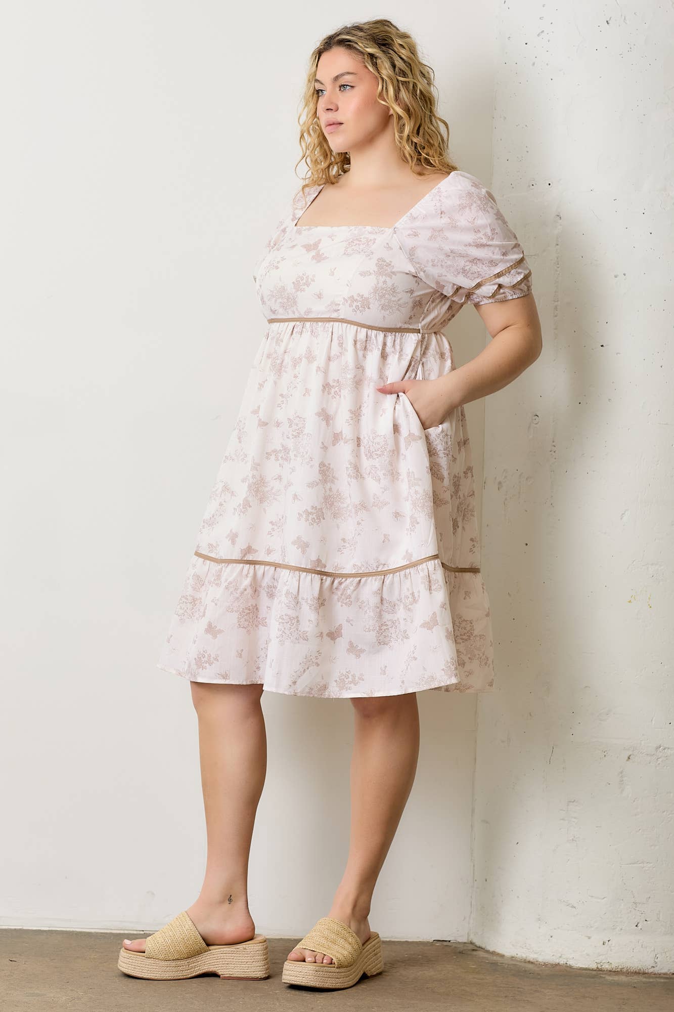 Mallory Floral Bubble Sleeve Mini  Dress