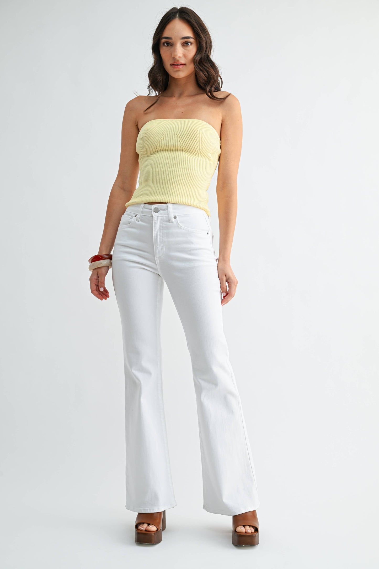 Just USA Super Stretch Flare Jeans (White)