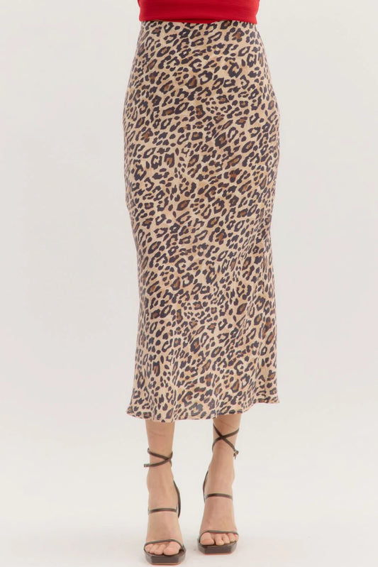 Leopard Print Midi Skirt