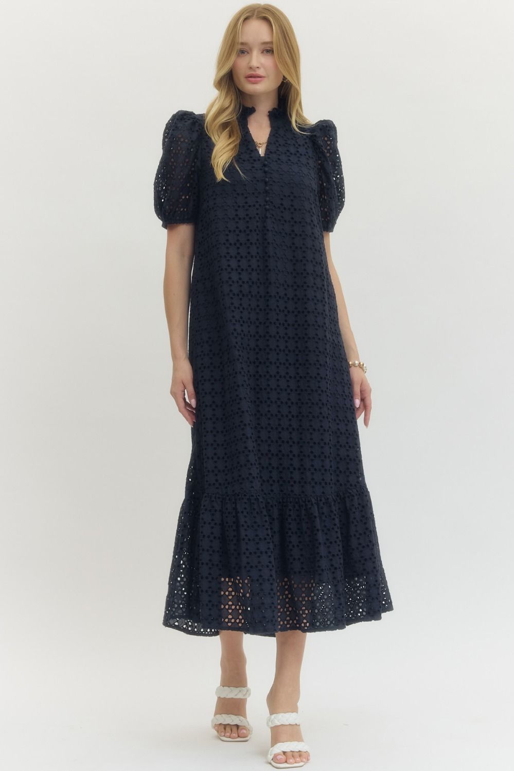 Pretty Please Eyelet Maxi (Navy)