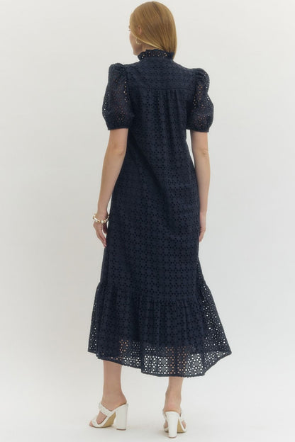 Pretty Please Eyelet Maxi (Navy)
