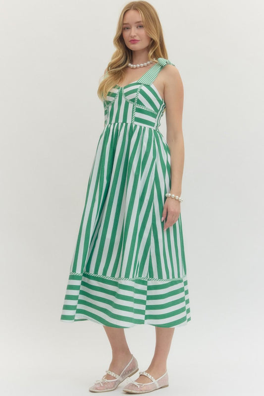 On the Go Striped Midi (Green)