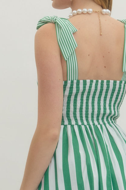On the Go Striped Midi (Green)