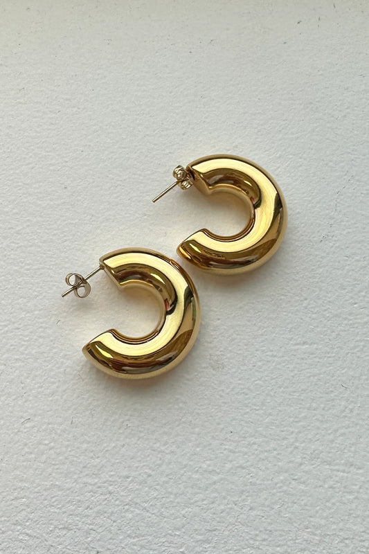 Tube Hoop Earrings (Gold)