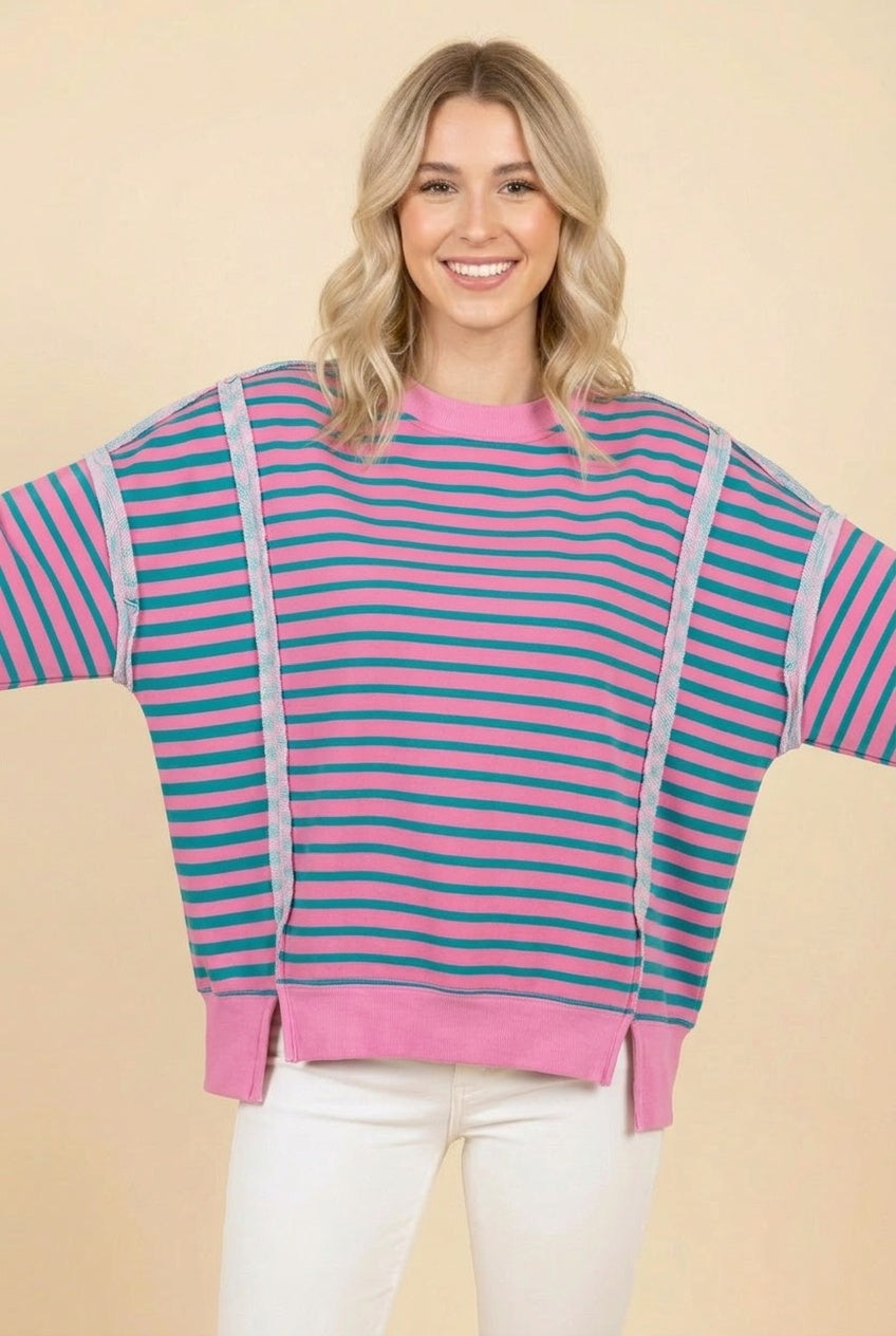 On Your Side Pullover (Pink/Teal) PREORDER ETA 8/8