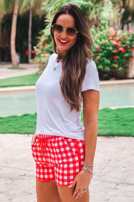 Merry Gingham Shorts (Red)