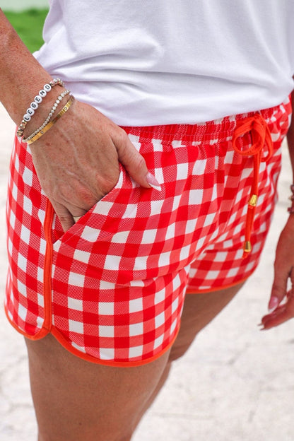 Merry Gingham Shorts (Red)